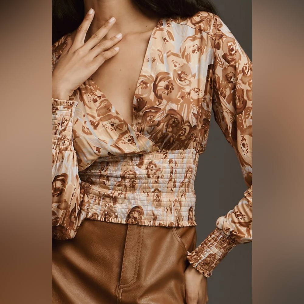 Anthropologie Tiny Valentina Long-Sleeve Printed Surplice Top XL